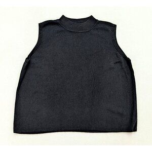 Preston & York Women's Sweater Size 2X Black Sleeveless Mock Neck Pullover